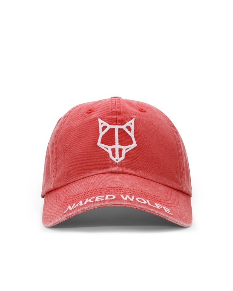 Caps Naked Wolfe Washed Baseball Damske Červené Biele | CAP2762IG