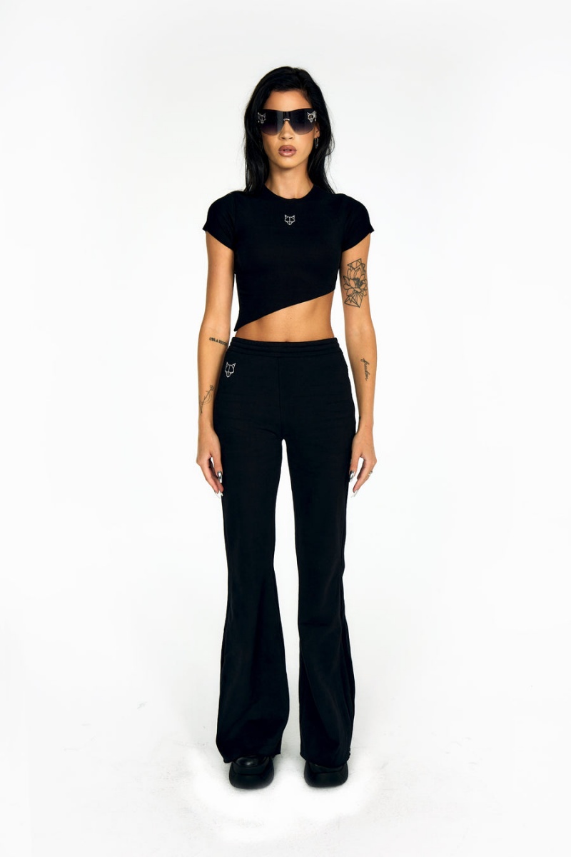 Cropped Tops Naked Wolfe Asymmetrical Damske Čierne | KBU9765ZT