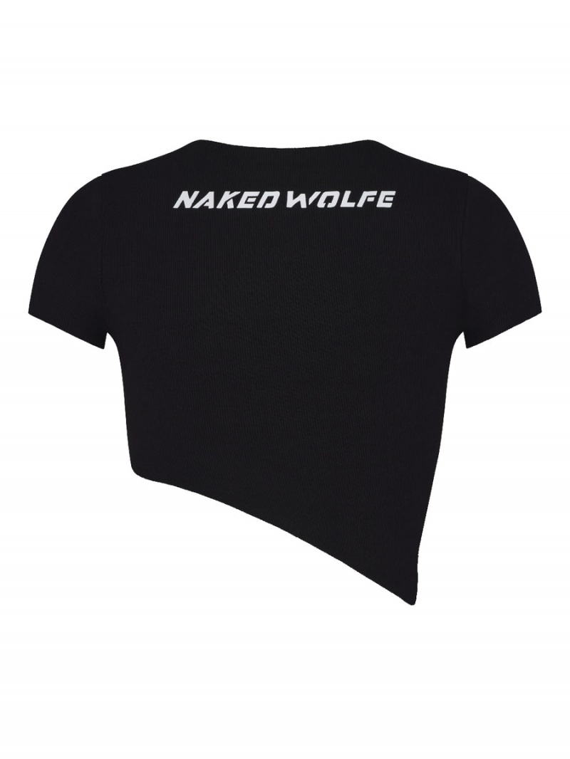 Cropped Tops Naked Wolfe Asymmetrical Damske Čierne | KBU9765ZT