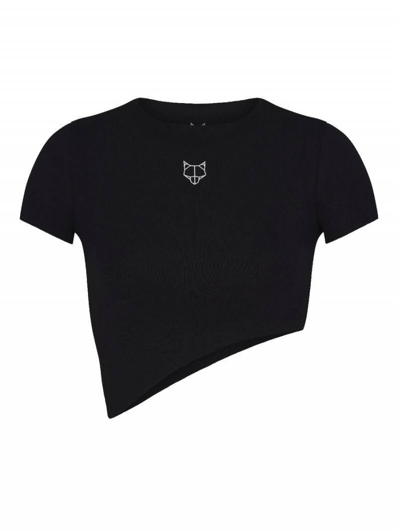 Cropped Tops Naked Wolfe Asymmetrical Damske Čierne | KBU9765ZT