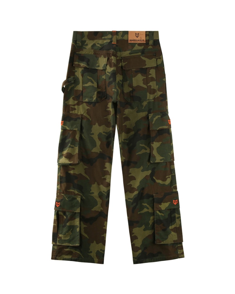 Nohavice Naked Wolfe Baggy Pocket Cargo Panske Zelene Čierne | CNH4478LX