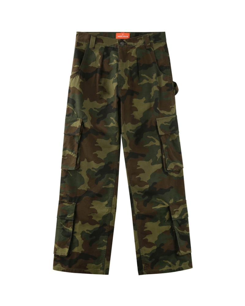 Nohavice Naked Wolfe Baggy Pocket Cargo Panske Zelene Čierne | CNH4478LX