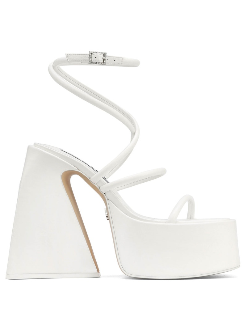 Sandale na Podpatku Naked Wolfe Angel Kozene Damske Biele | RQP2998QC