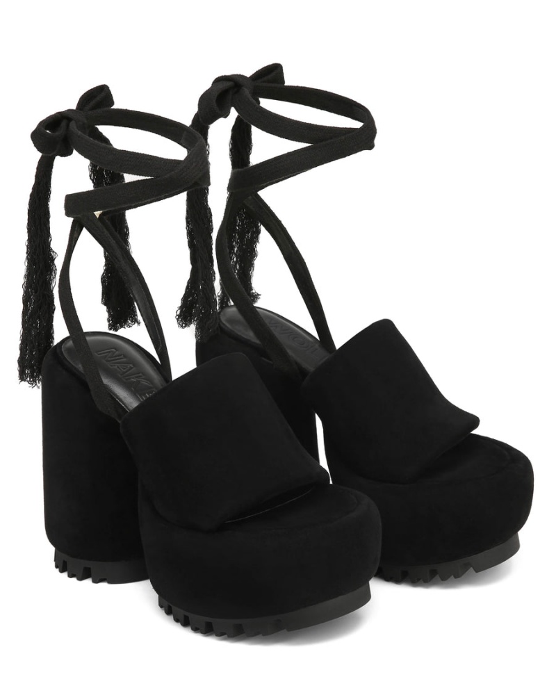 Sandale na Podpatku Naked Wolfe Wonder Semisove Damske Čierne | SEL6313PK