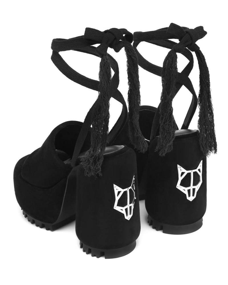 Sandale na Podpatku Naked Wolfe Wonder Semisove Damske Čierne | SEL6313PK