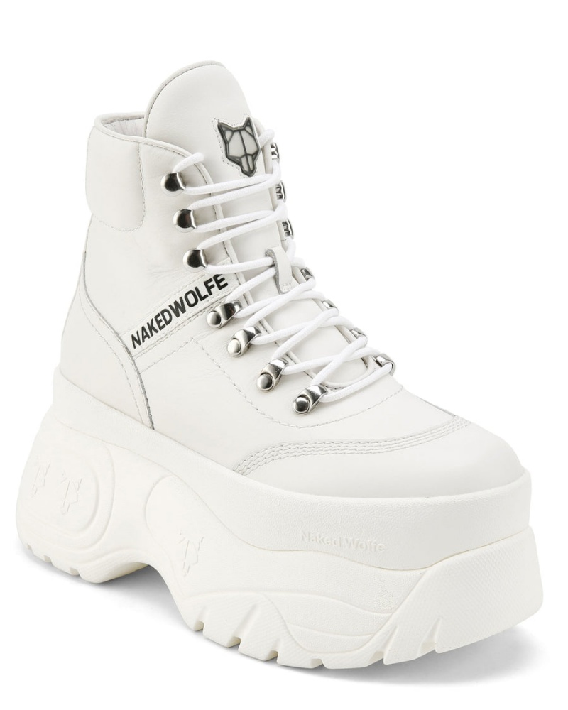 Tenisky Naked Wolfe Spike Kozene Damske Biele | CTR5826SI