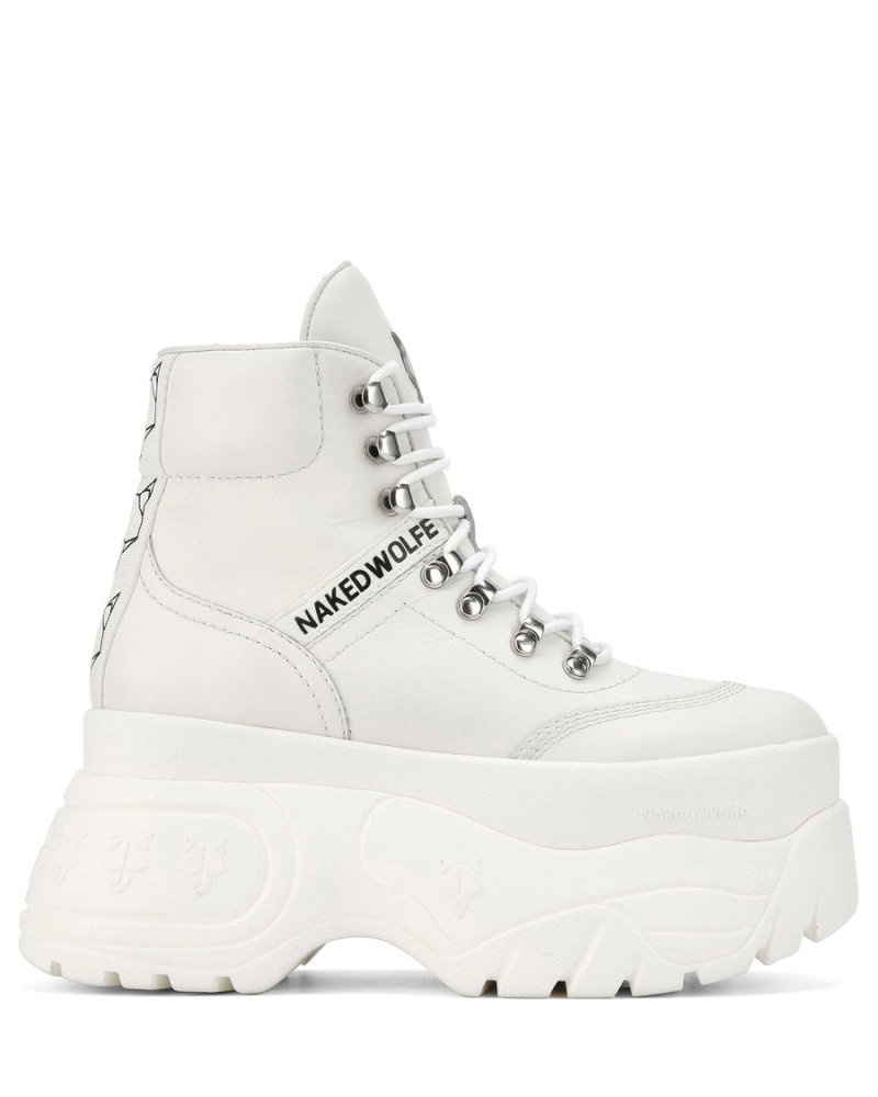 Tenisky Naked Wolfe Spike Kozene Damske Biele | CTR5826SI