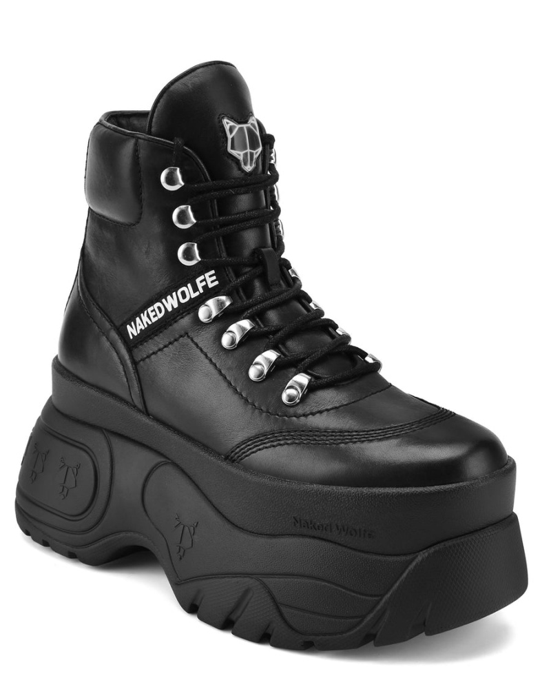 Tenisky Naked Wolfe Spike Kozene Damske Čierne | XGF3281ZH